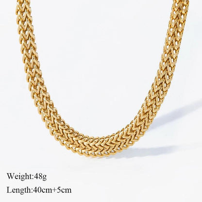 Chains Necklace Bracelet 316L Stainless Steel Chains Necklace Bracelet for Women Fashion Gold Color Waterproof Jewelry Set Gift Party Accessories.