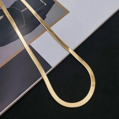 Sterling silver 18K Gold 4MM Flat chain Necklace for Women Luxury Fine Jewelry wedding gift choker Clavicle