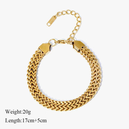 Chains Necklace Bracelet 316L Stainless Steel Chains Necklace Bracelet for Women Fashion Gold Color Waterproof Jewelry Set Gift Party Accessories.