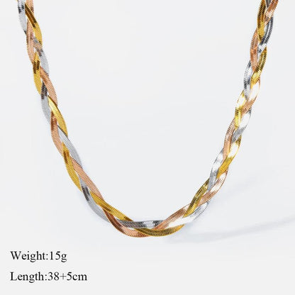 Chains Necklace Bracelet 316L Stainless Steel Chains Necklace Bracelet for Women Fashion Gold Color Waterproof Jewelry Set Gift Party Accessories.