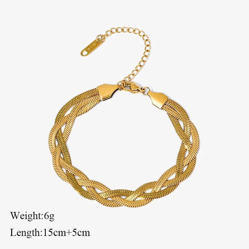 Chains Necklace Bracelet 316L Stainless Steel Chains Necklace Bracelet for Women Fashion Gold Color Waterproof Jewelry Set Gift Party Accessories.