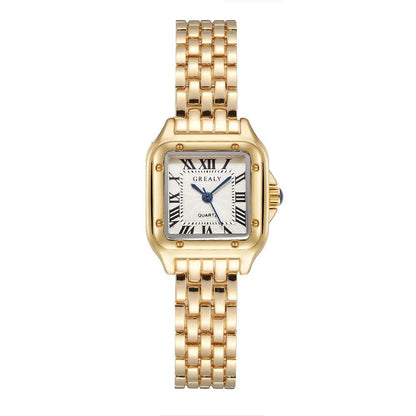 Women's Fashion Square Watches Gold Alloy Strap 2024 Luxury Ladies Quartz Wristwatches Qualities Female Roman Scale Clock.