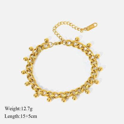 Chains Necklace Bracelet 316L Stainless Steel Chains Necklace Bracelet for Women Fashion Gold Color Waterproof Jewelry Set Gift Party Accessories.