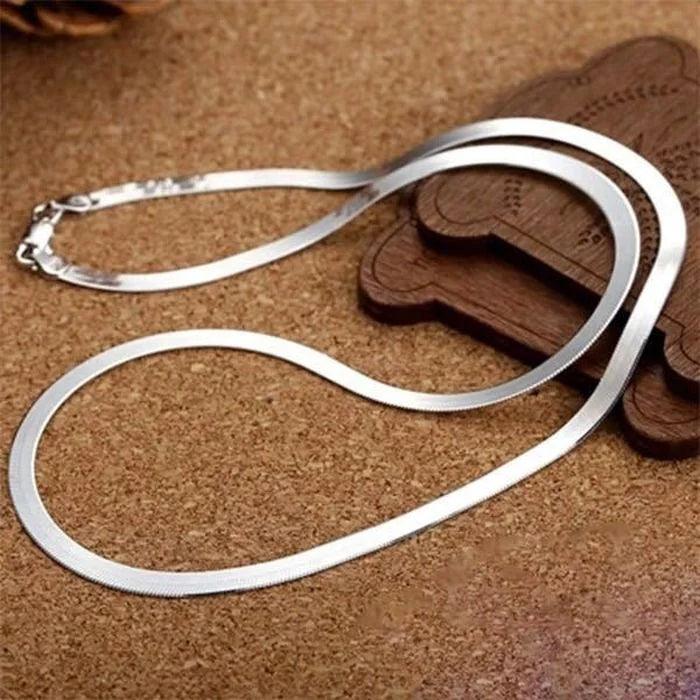 Sterling silver 18K Gold 4MM Flat chain Necklace for Women Luxury Fine Jewelry wedding gift choker Clavicle